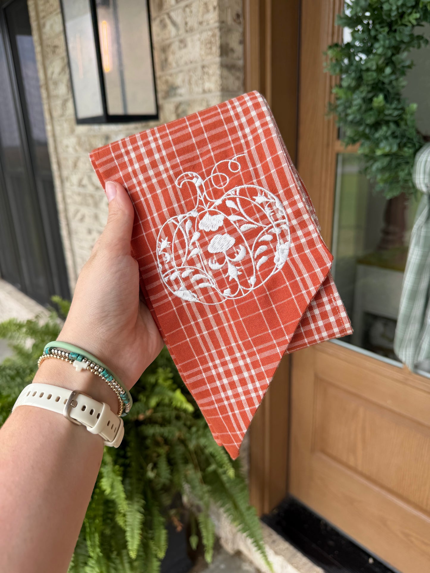 Embroidered Chinoiserie Pumpkin Wreath Sash