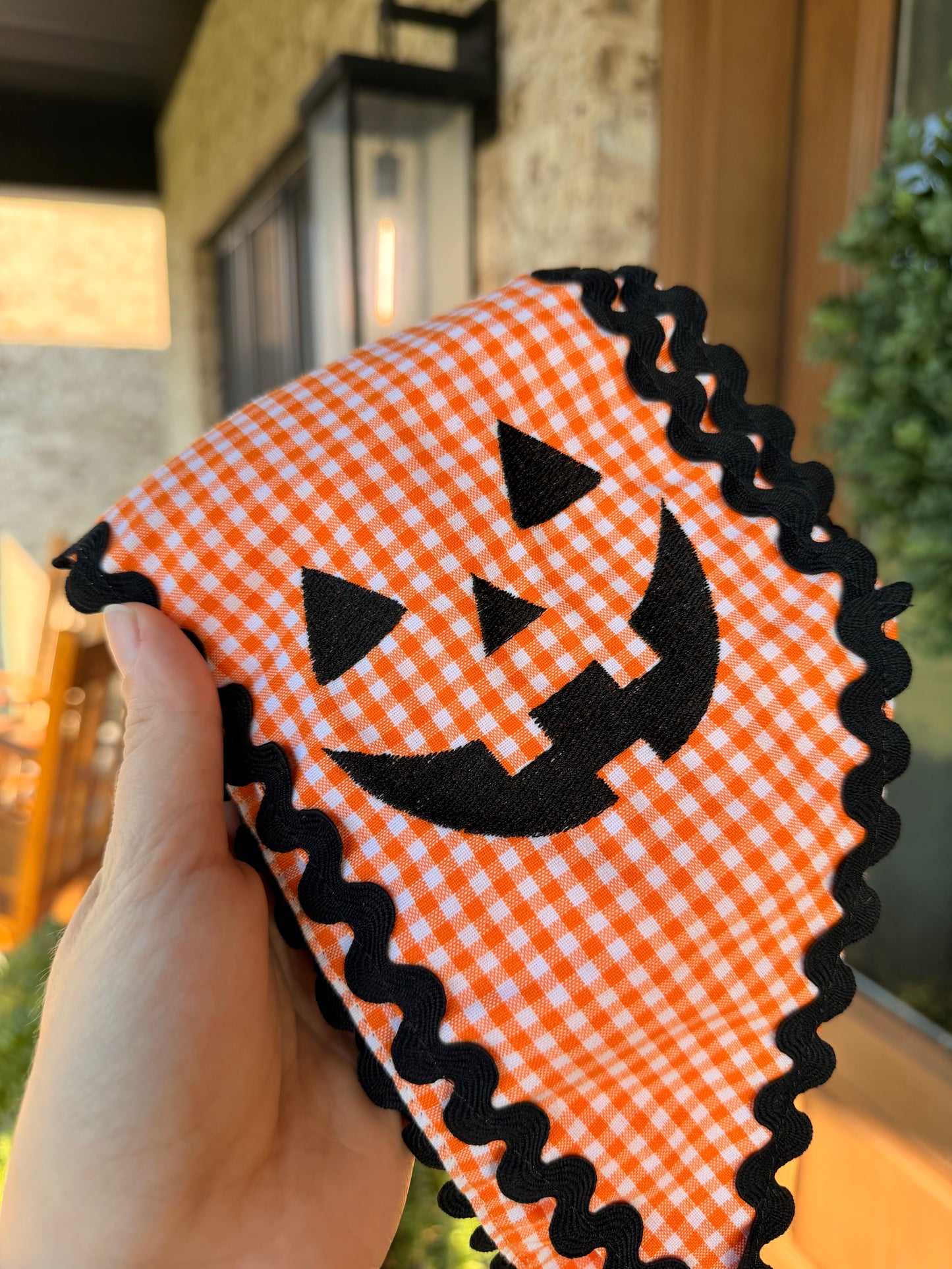 Embroidered Jack-O-Lantern Wreath Sash