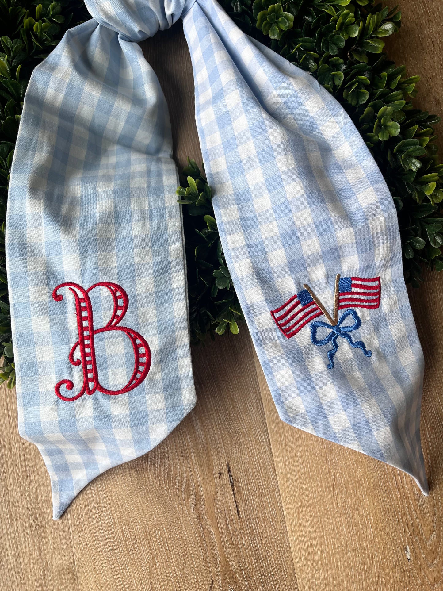Embroidered American Flags Wreath Sash