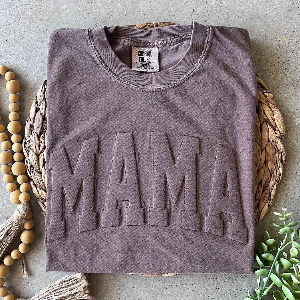 Embossed 3D Puff MAMA Comfort Color Shirt