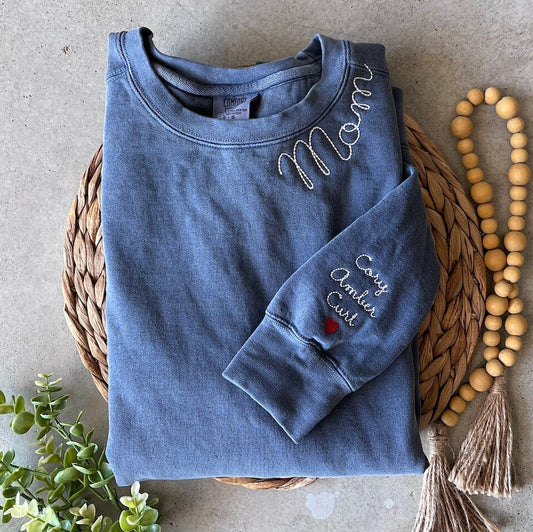 Mom Embroidered Comfort Colors Sweatshirt
