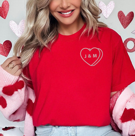 Custom Valentines Heart with Initials Shirt