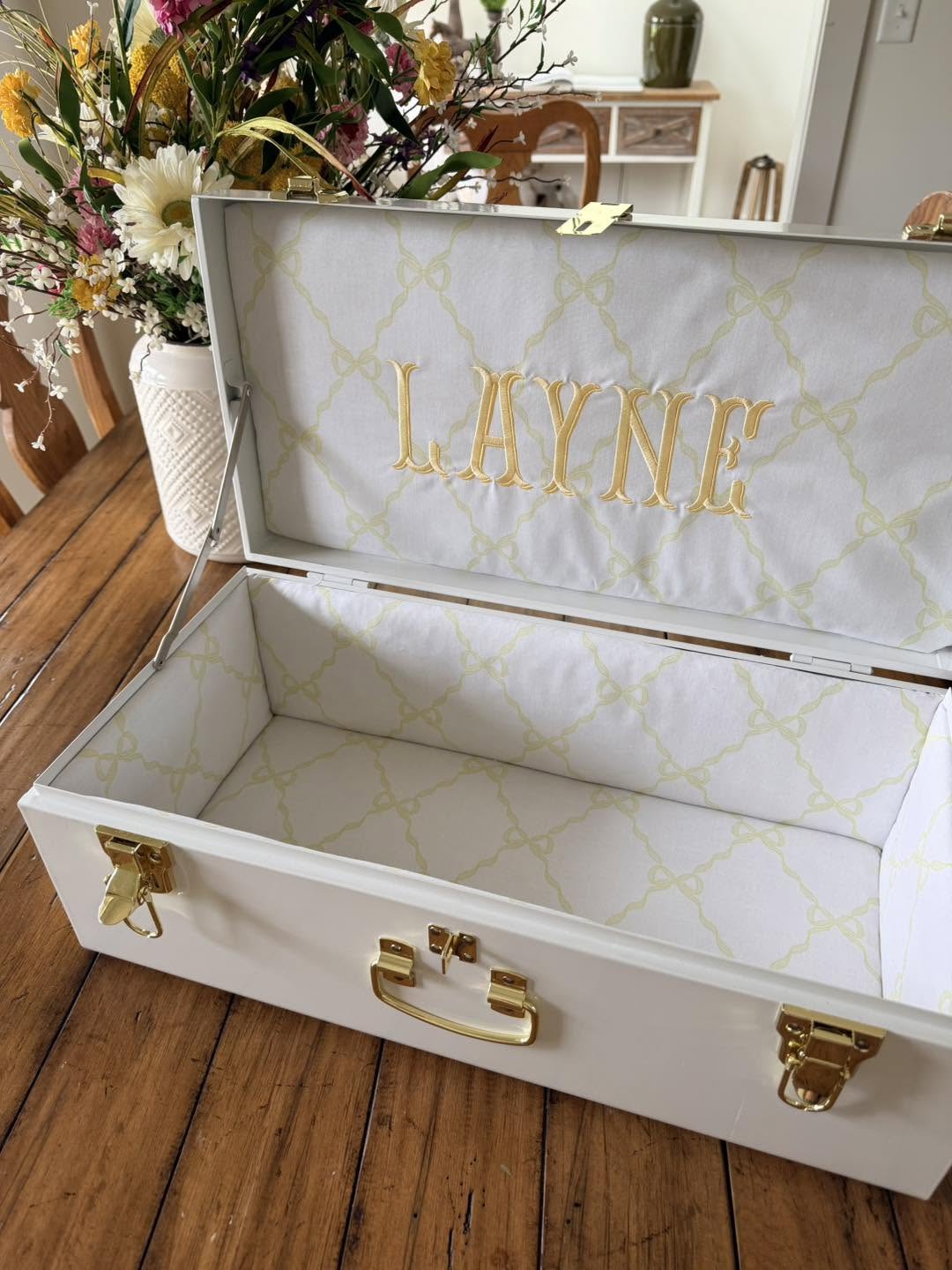 Embroidered Metal Keepsake Trunk