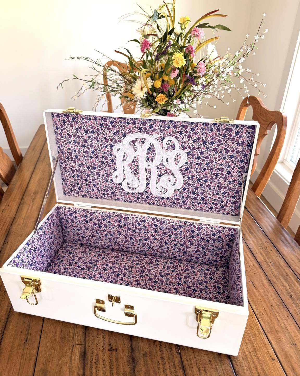 Embroidered Metal Keepsake Trunk