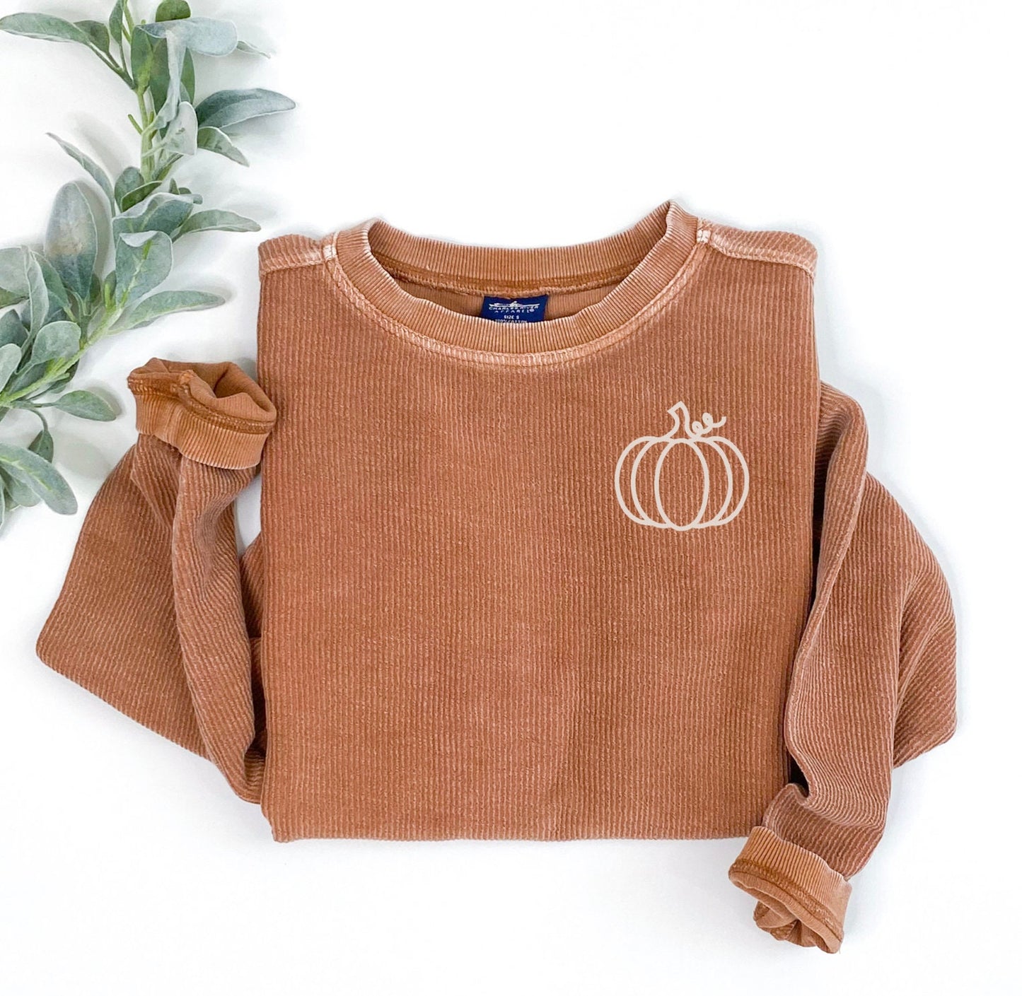 Pumpkin Crew Neck Cord Sweatshirt