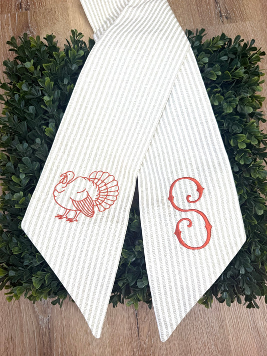 Embroidered Turkey Wreath Sash
