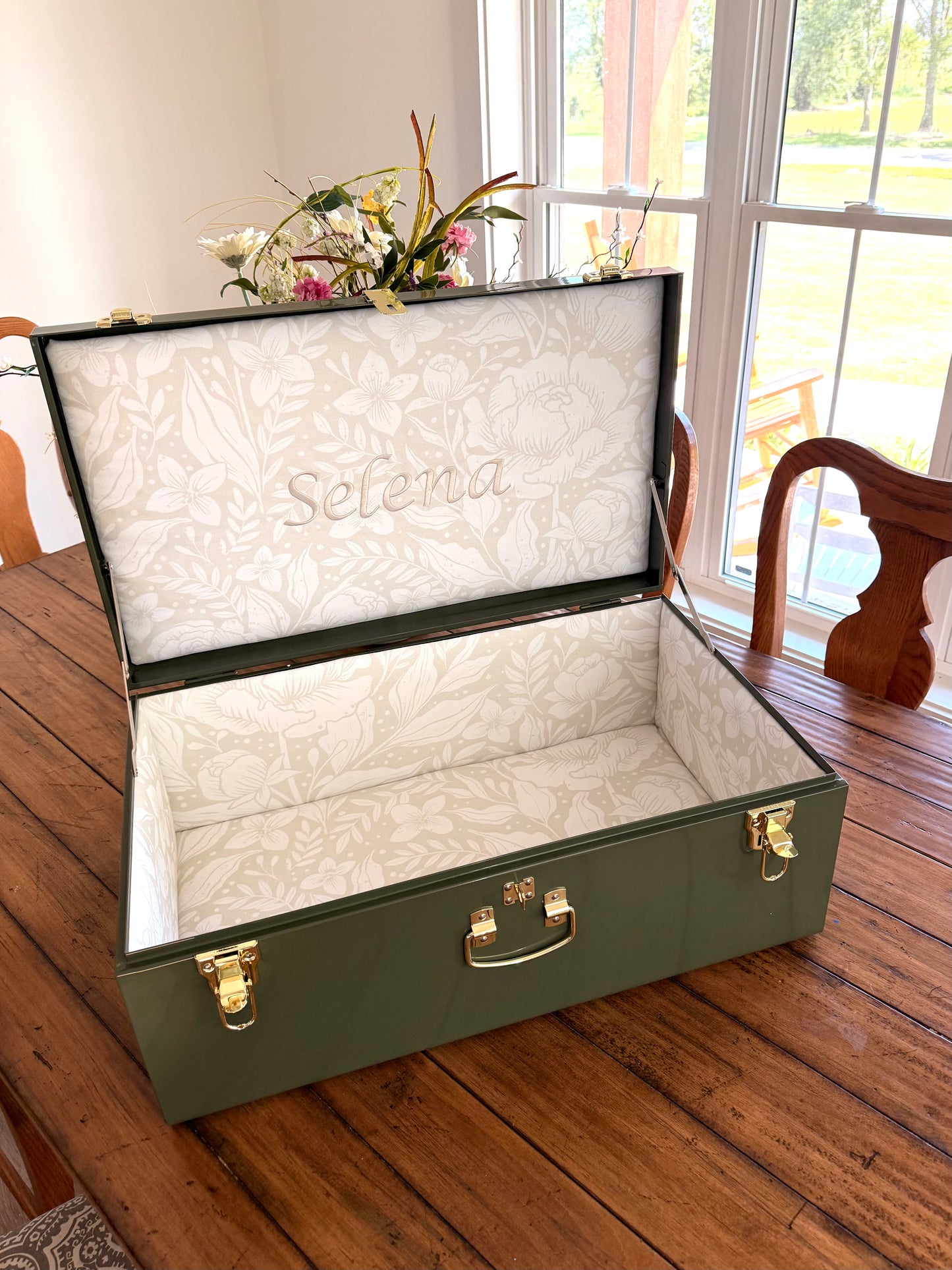 Embroidered Metal Keepsake Trunk