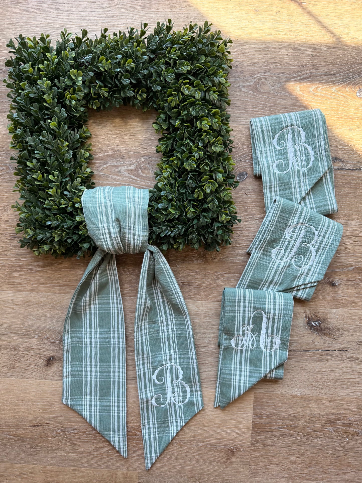 Embroidered Sage Green Wreath Sash