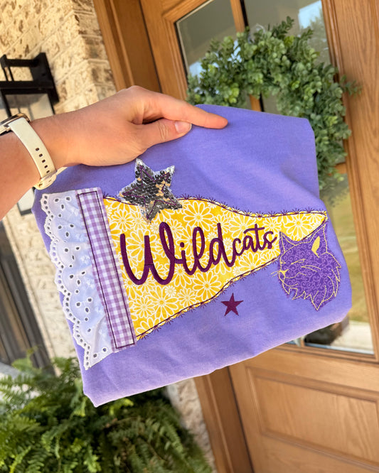 Wildcats Mascot Pennant Applique T-Shirt