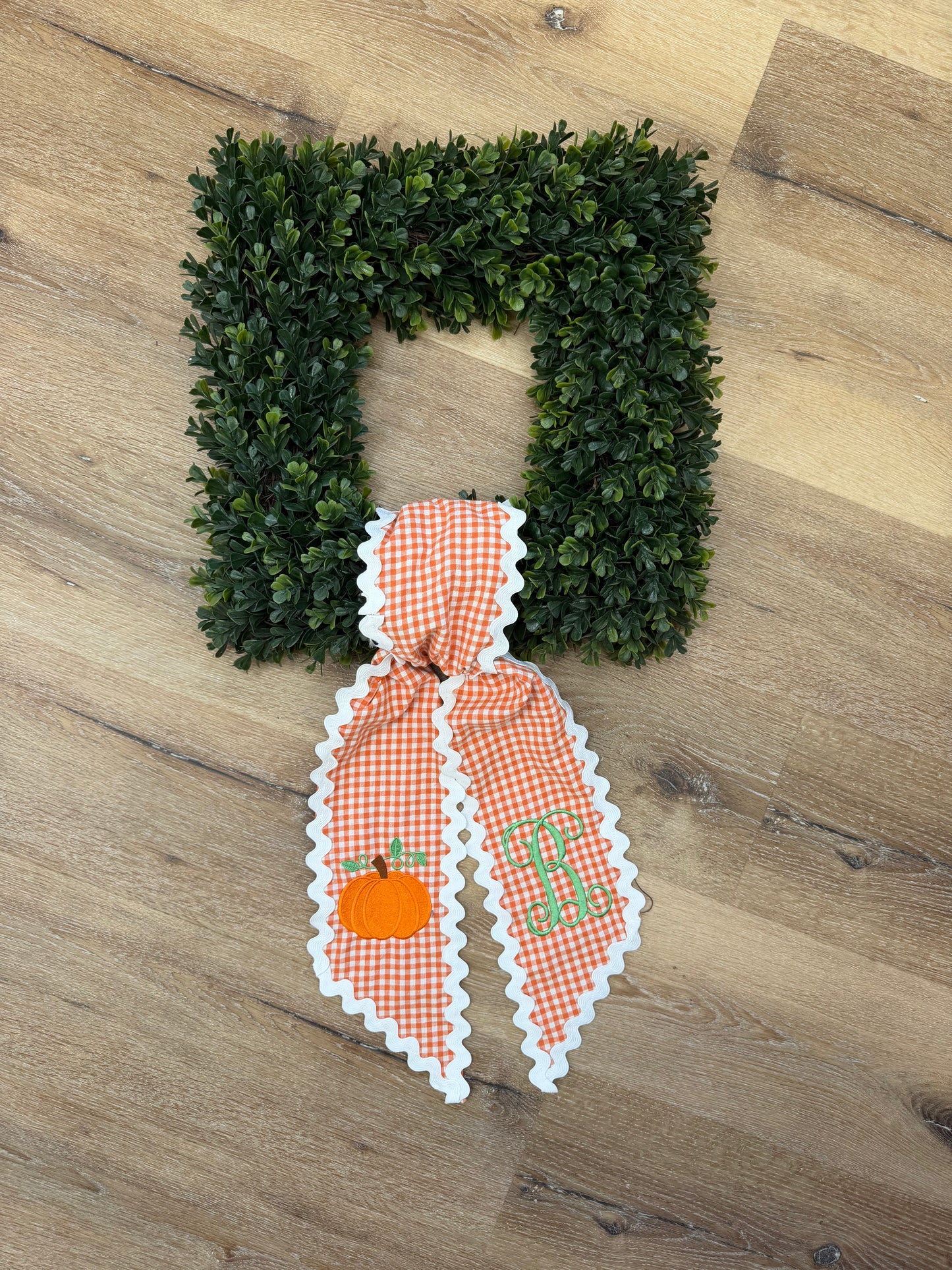 Embroidered Pumpkin Wreath Sash