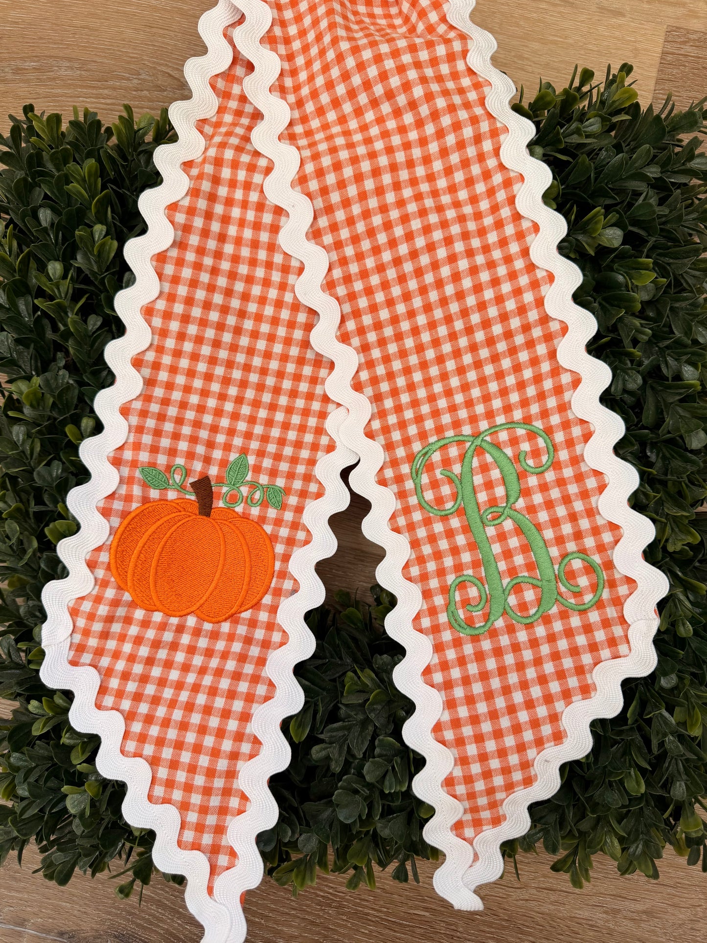 Embroidered Pumpkin Wreath Sash