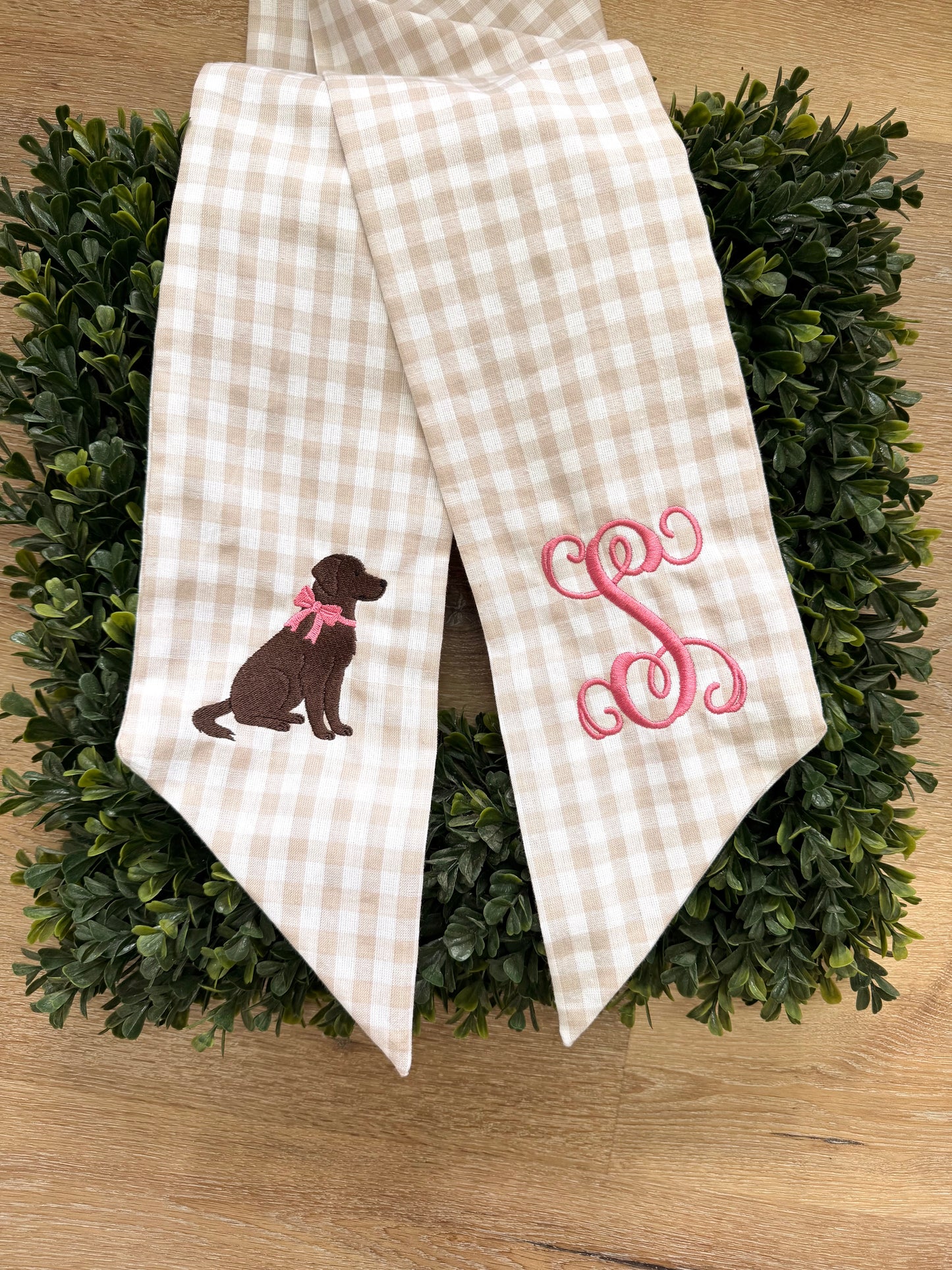 Embroidered Labrador Retriever Wreath Sash