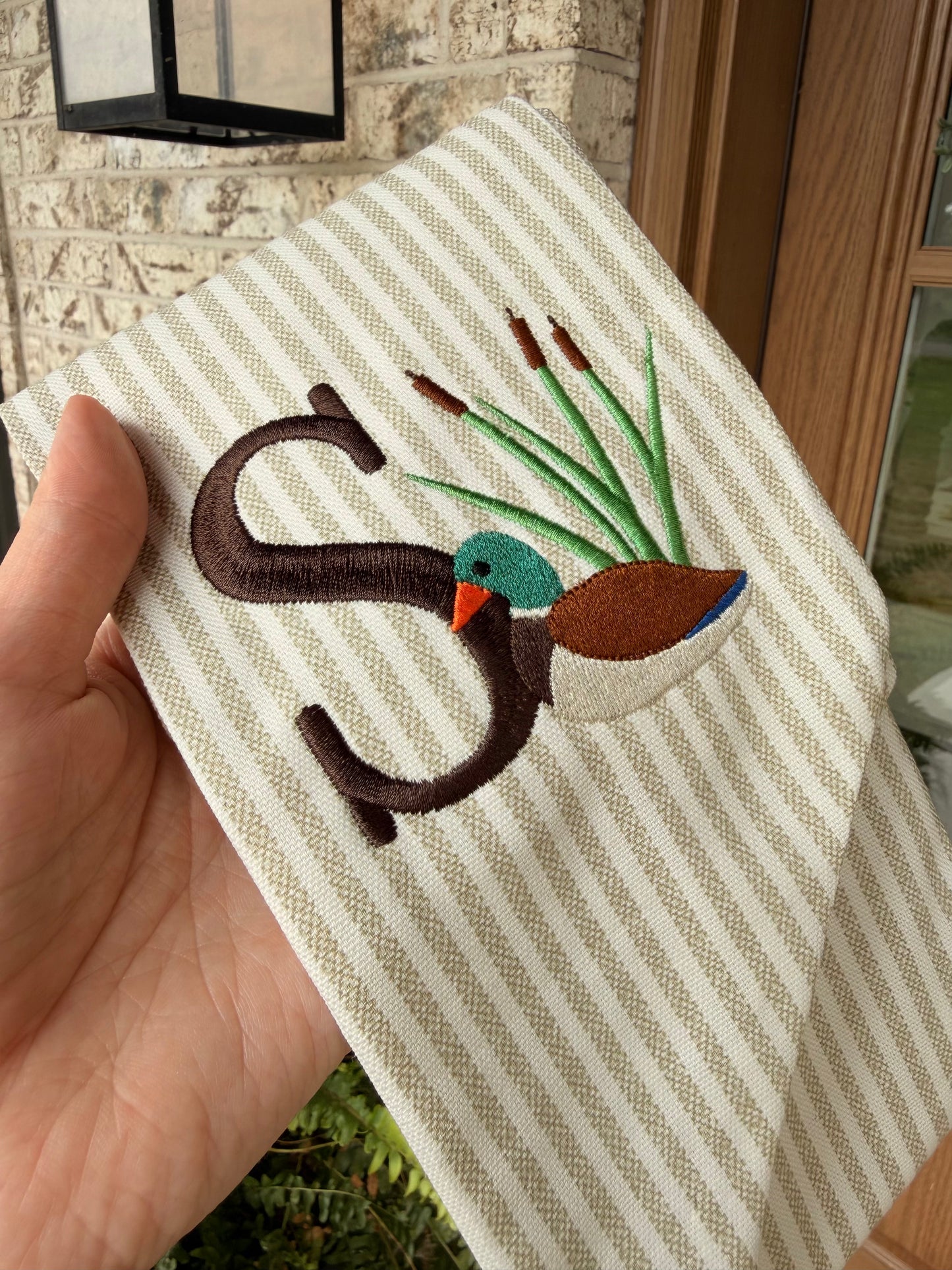 Embroidered Mallard Duck Wreath Sash