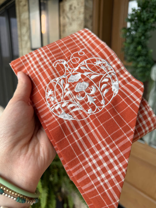 Embroidered Chinoiserie Pumpkin Wreath Sash