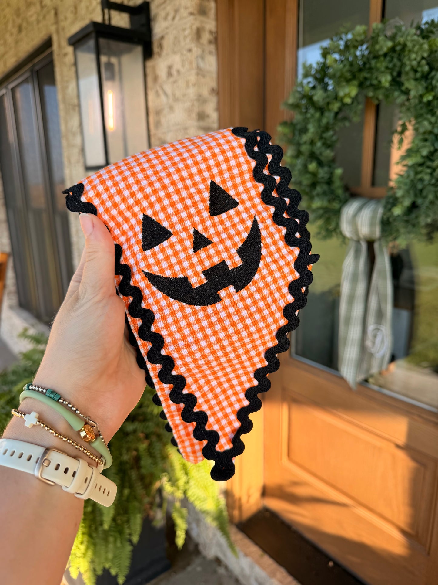 Embroidered Jack-O-Lantern Wreath Sash