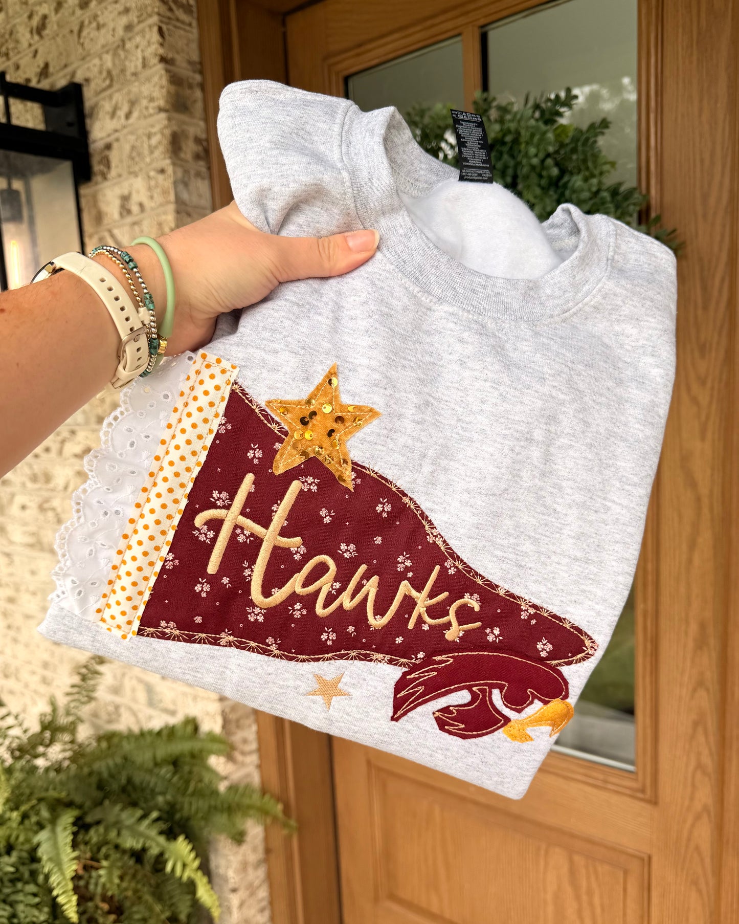 Hawks Mascot Pennant Applique Gildan Sweatshirt