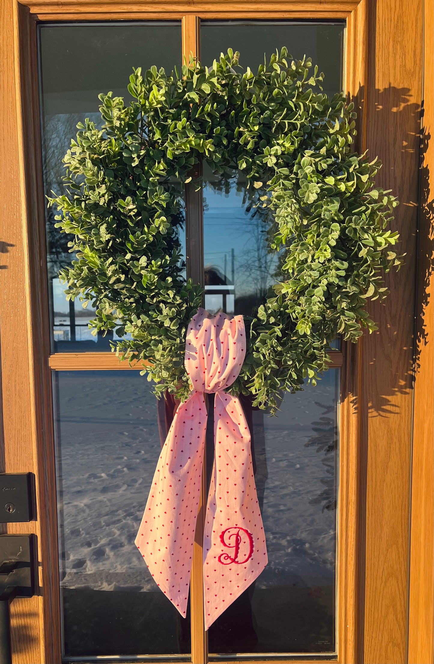 Embroidered Heart Print Wreath Sash