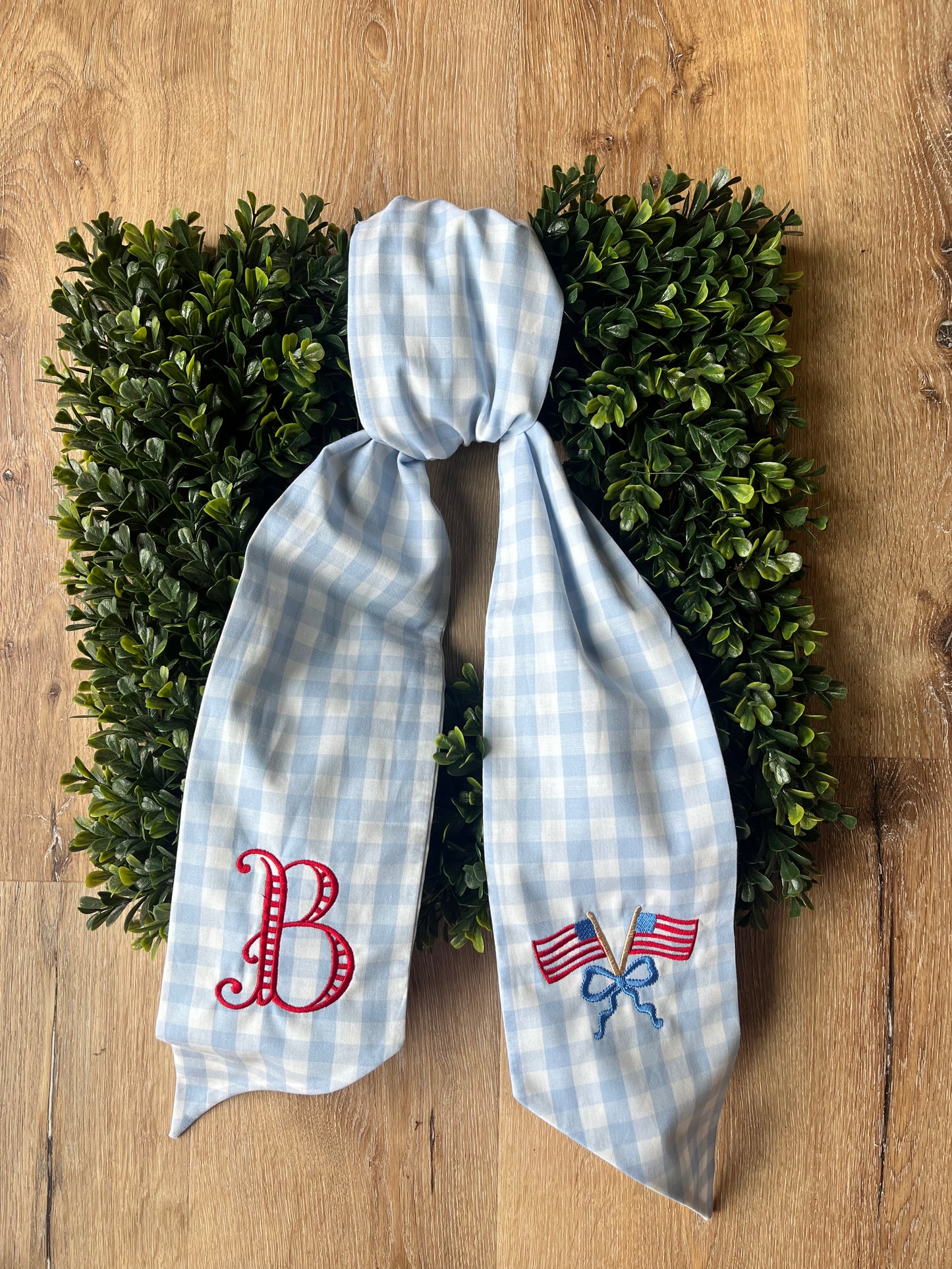 Embroidered American Flags Wreath Sash