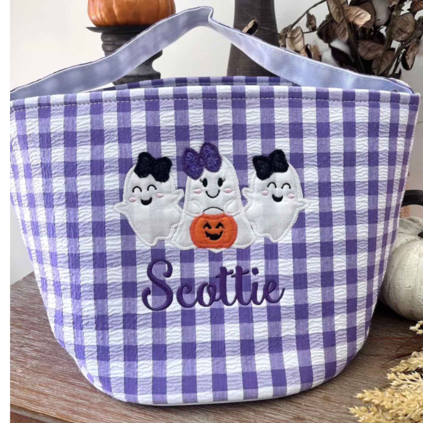 Custom Girly Ghost Halloween Basket