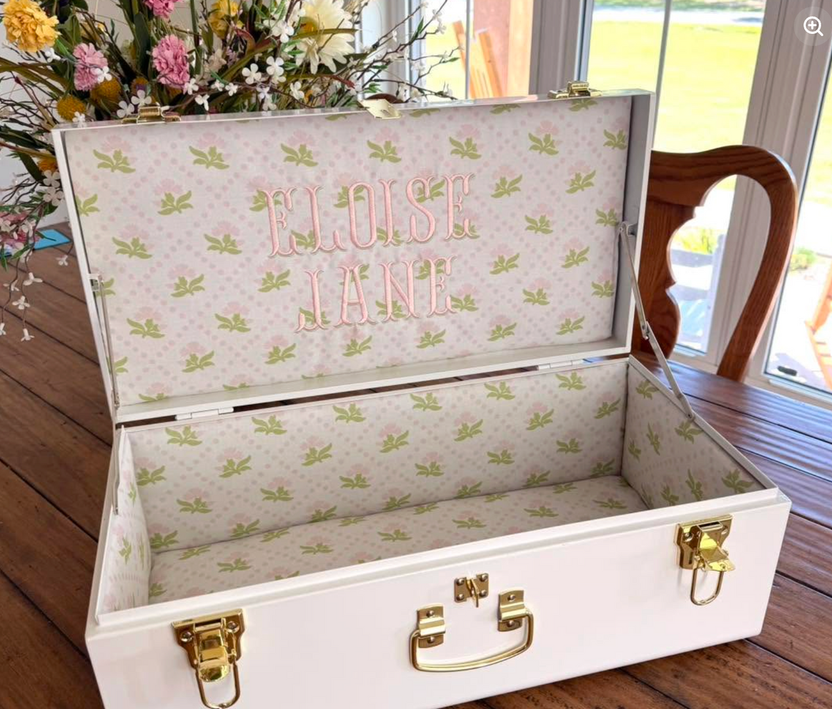 Embroidered Metal Keepsake Trunk