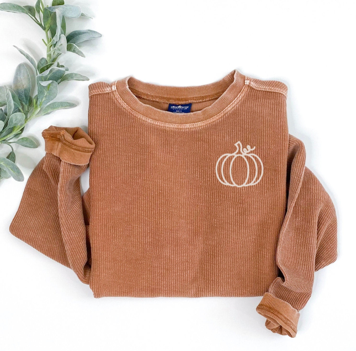 Corded Pumpkin Embroidered Sweatshirt