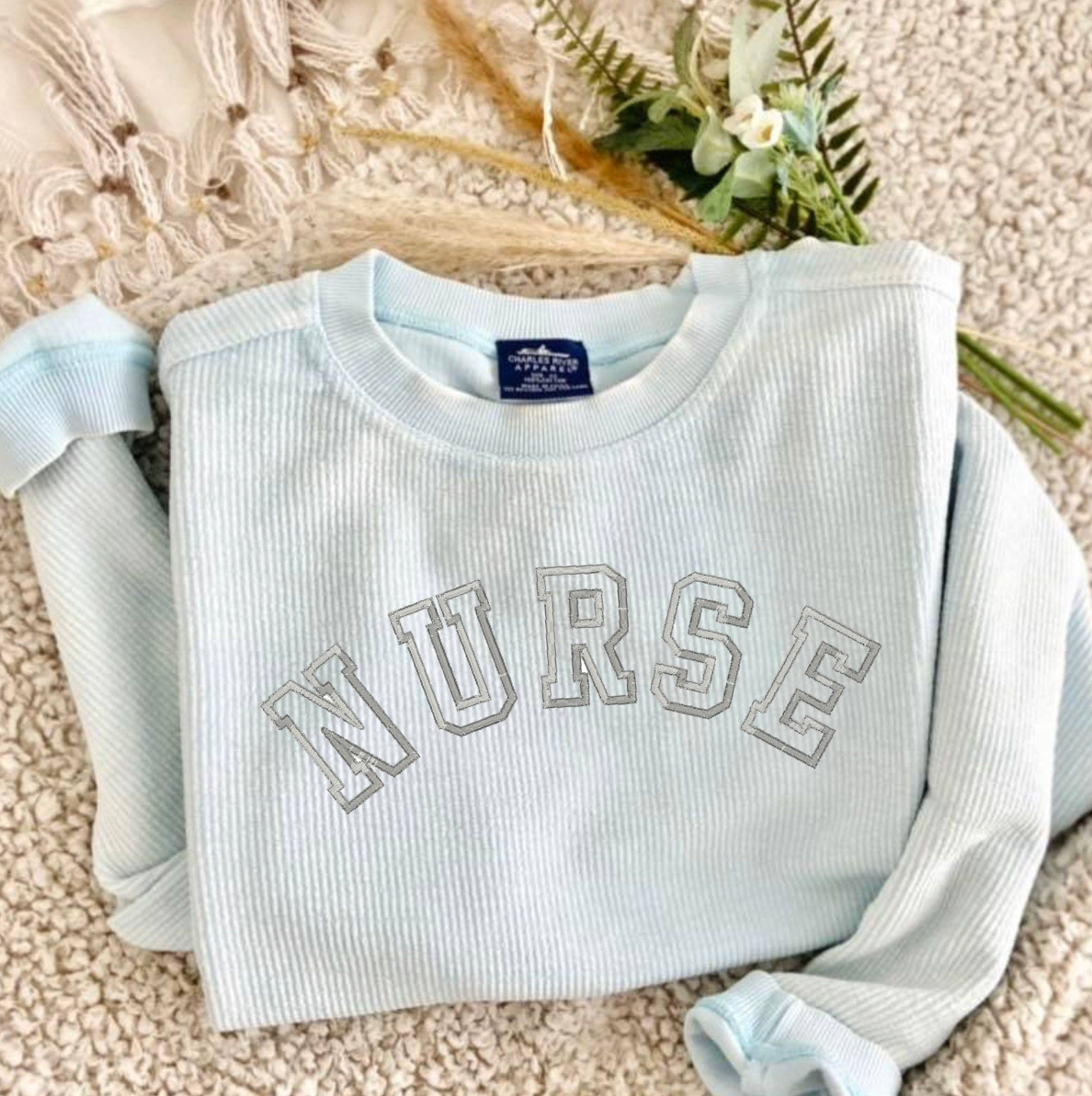 Corded Nurse Embroidered Sweatshirt