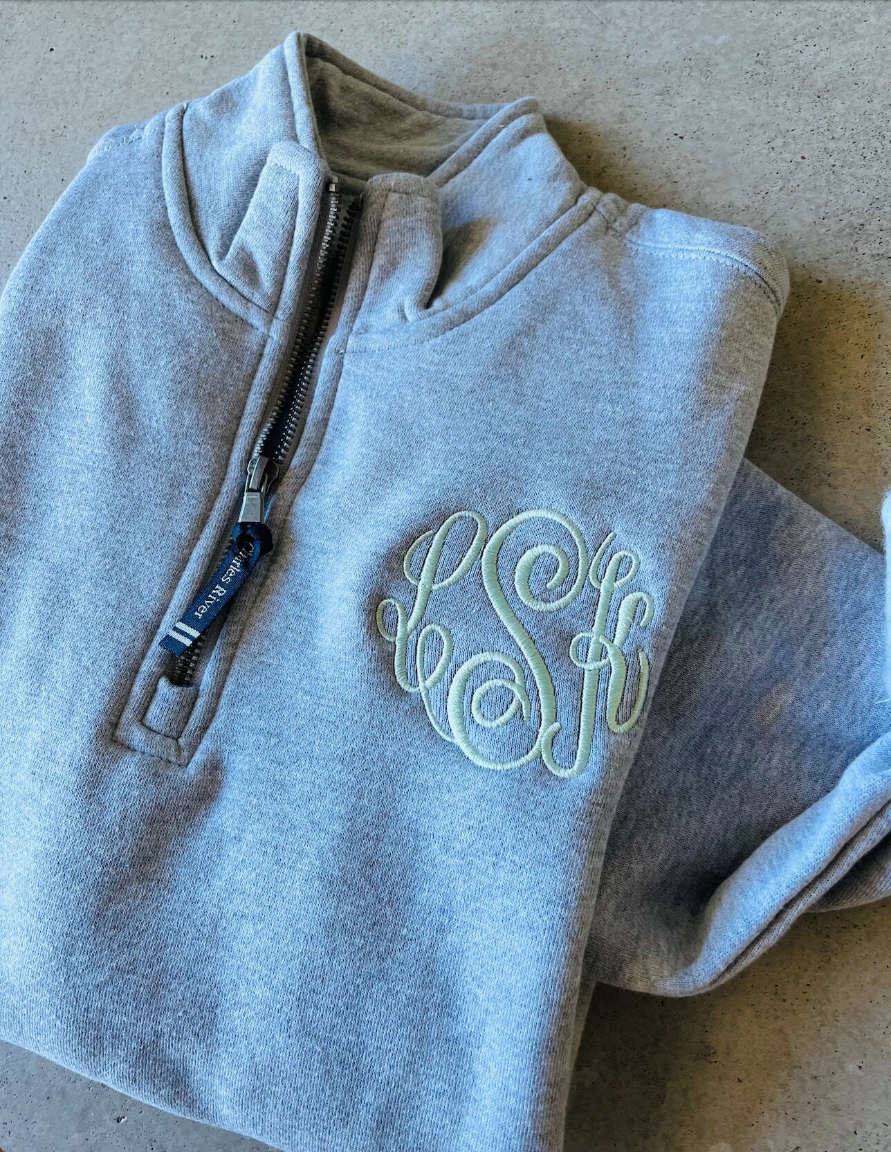 Monogram Quarter Zip with pockets